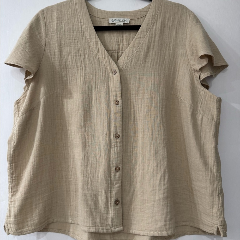 Coldwater Creek Beige Button-Down Shirt
